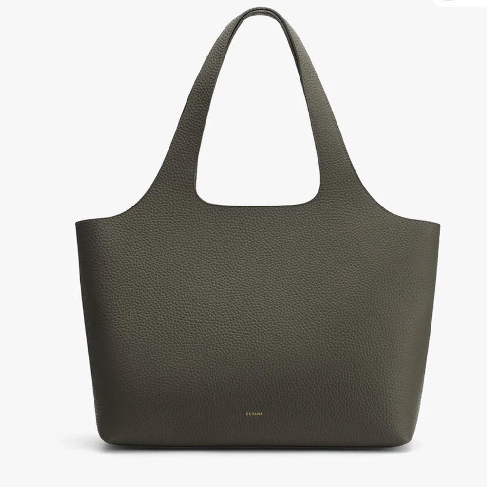 Cuyana green leather tote